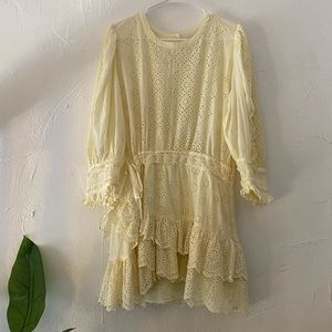 LoveShackFancy Yellow Lace Flowy Eyelet Short Dress “Lorelei Dress”